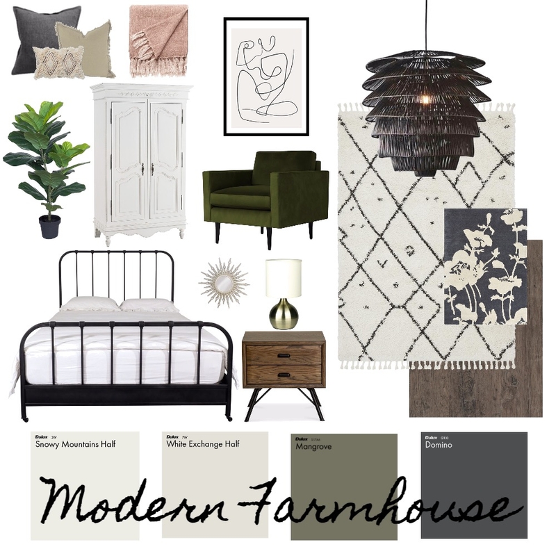 Modern Farmhouse Bedroom Mood Board by Haven Home Styling on Style Sourcebook