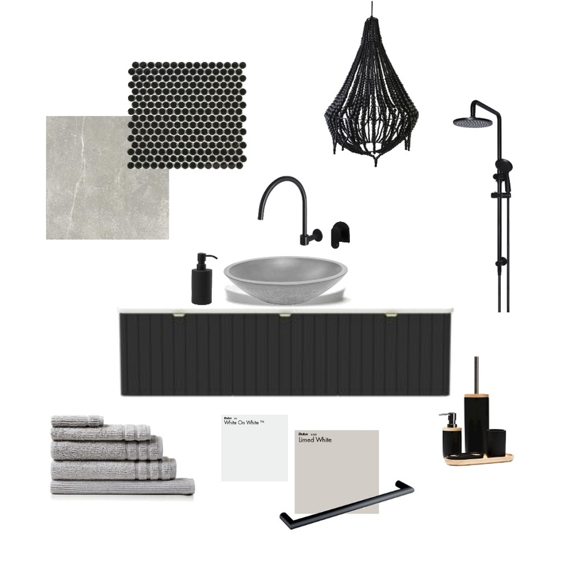 Black and White Bathroom Mood Board by Steph Nereece on Style Sourcebook