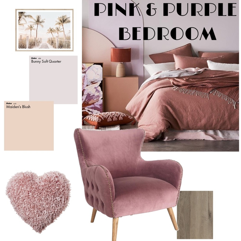 PINK AND PURPLE BEDROOM Mood Board by LYAT on Style Sourcebook