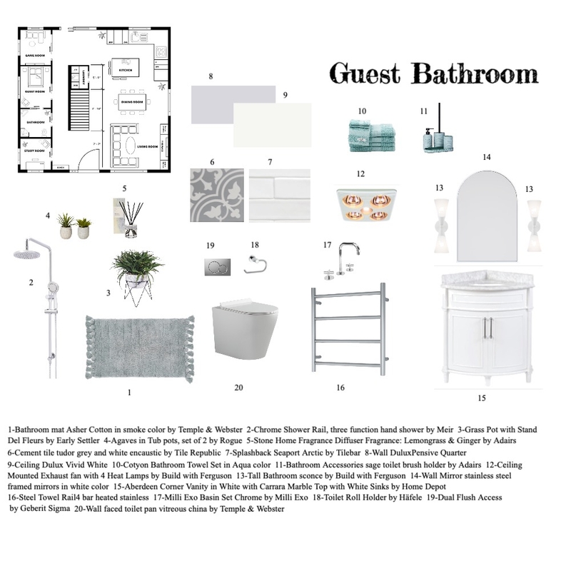 Guest Bathroom Mood Board by Marjan Ashtari on Style Sourcebook