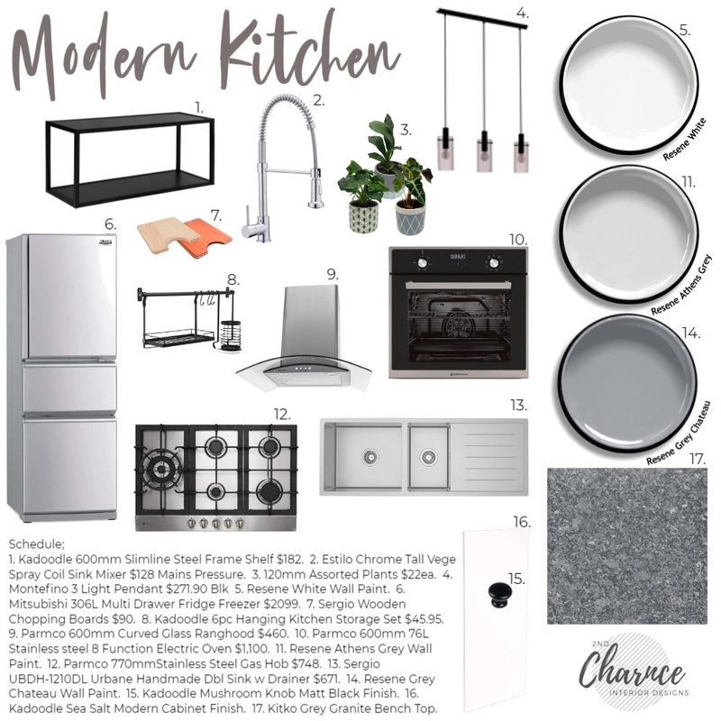 Modern Kitchen Sample Board Mood Board by 2nd Charnce Interior Designs on Style Sourcebook