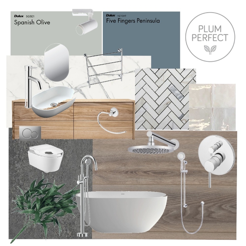 Les Palmiers Bathroom 2 Blue Grey Mood Board by plumperfectinteriors on Style Sourcebook