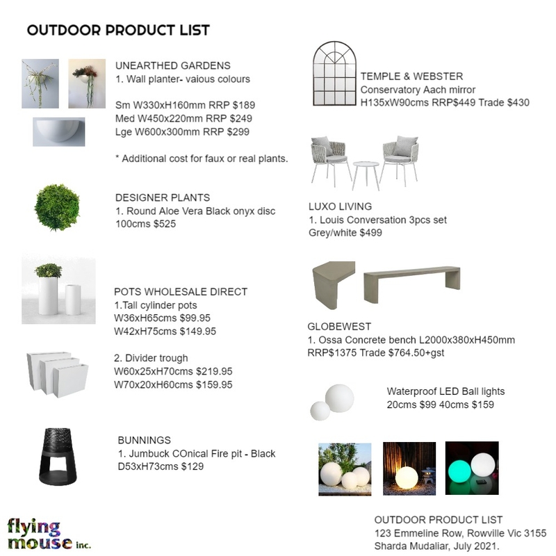 Sharda: Outdoor Products Mood Board by Flyingmouse inc on Style Sourcebook