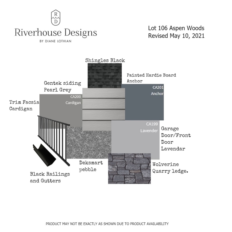 Lot 106 ASPEN WOODS Exterior Mood Board by Riverhouse Designs on Style Sourcebook
