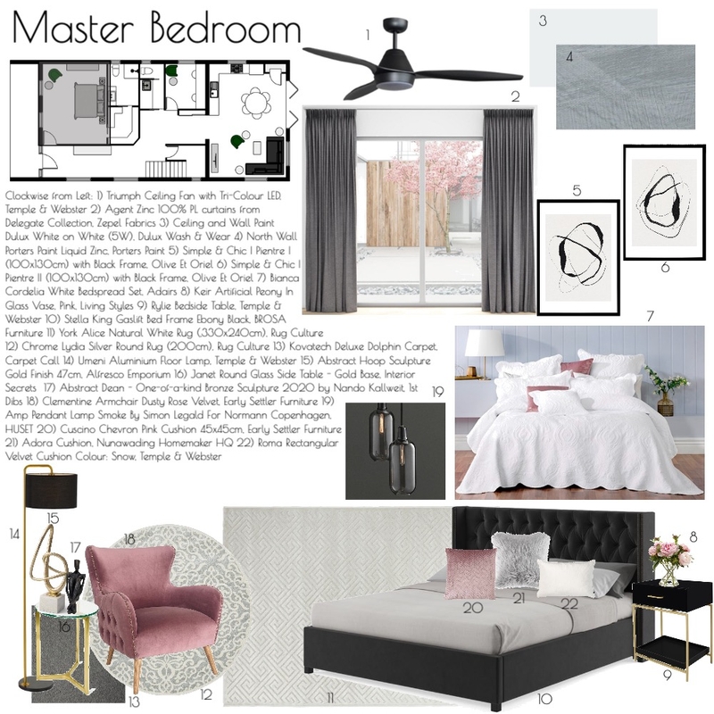 Master Bedroom Sample Board Mood Board by hirraazher on Style Sourcebook
