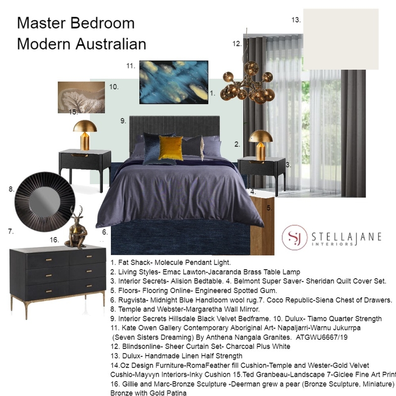 Modern Australian Master Bedroom Mood Board by StellaJane Interiors on Style Sourcebook
