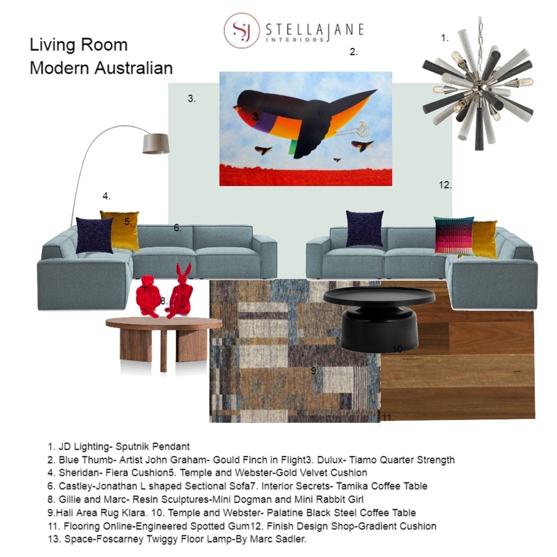 Modern Australian Living Room 3 Mood Board by StellaJane Interiors on Style Sourcebook