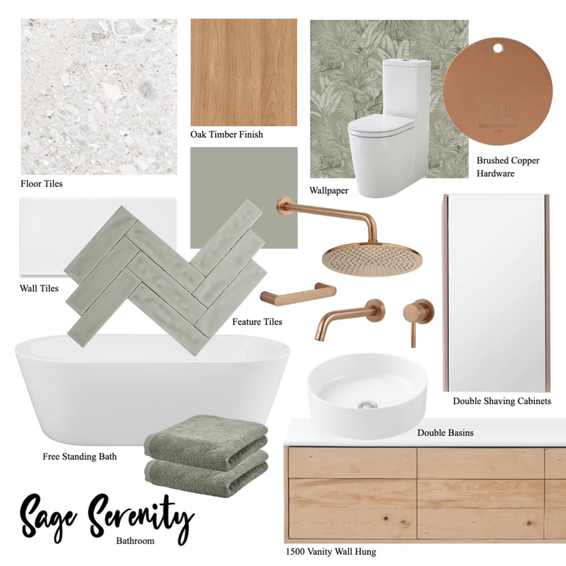 Sage Serenity Bathroom Mood Board by Polished Creative on Style Sourcebook