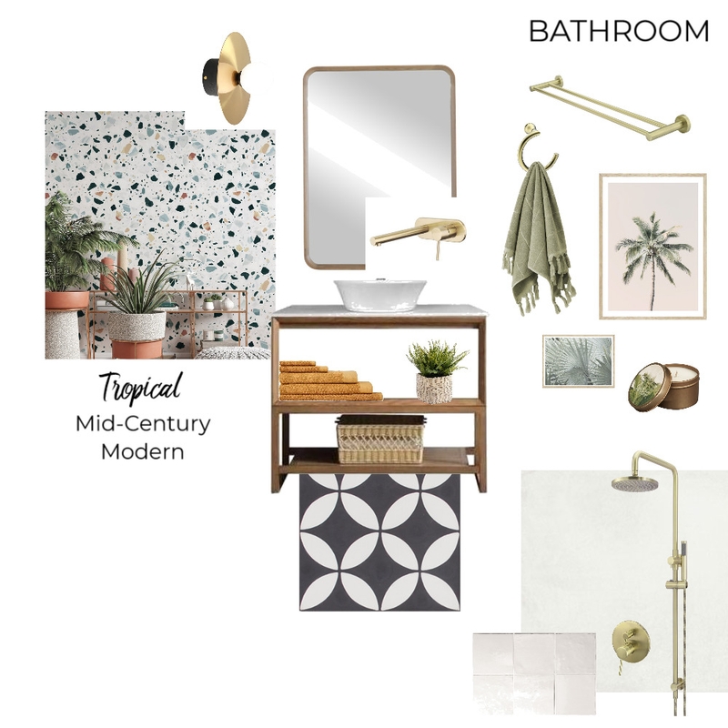 Tropical Mid Century Bathroom Mood Board by aimeegandia on Style Sourcebook
