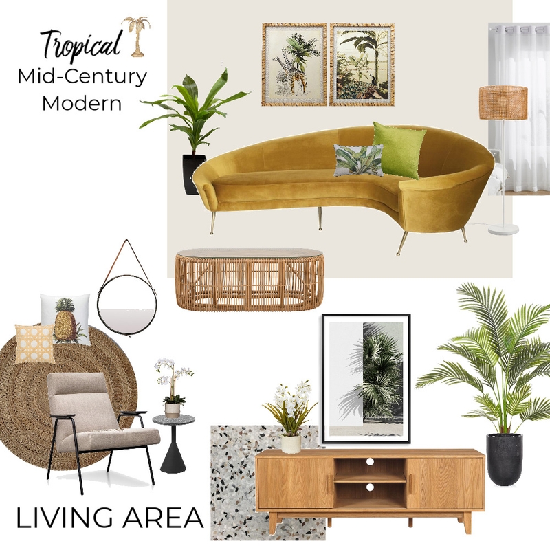 Tropical Mid Century Yellow Mood Board by aimeegandia on Style Sourcebook