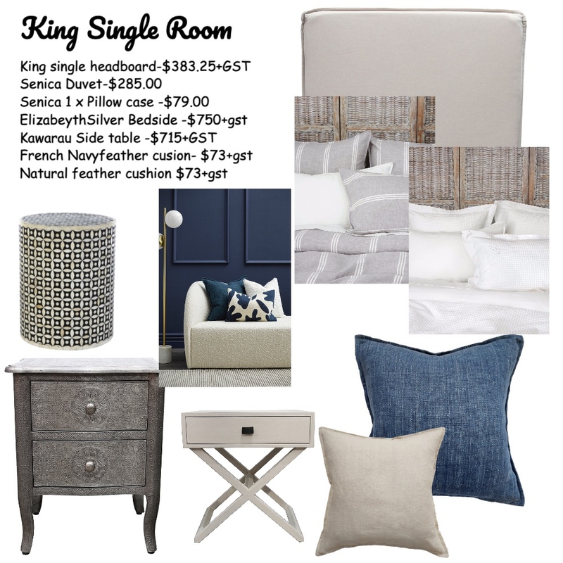 Tiffany King single room Mood Board by Leigh Fairbrother on Style Sourcebook