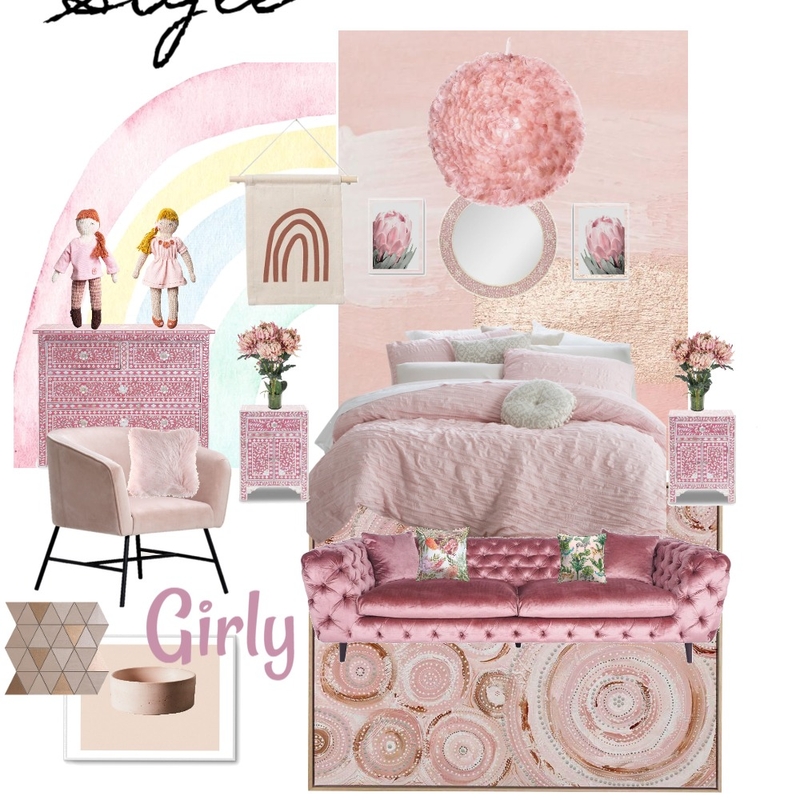 Soft Baby Pink Bedroom Accented Mood Board by Tealandgrayinteriors on Style Sourcebook