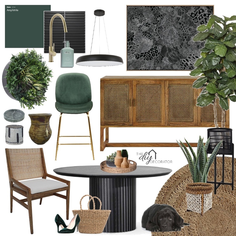 Kitchen dining black emerald Mood Board by Thediydecorator on Style Sourcebook