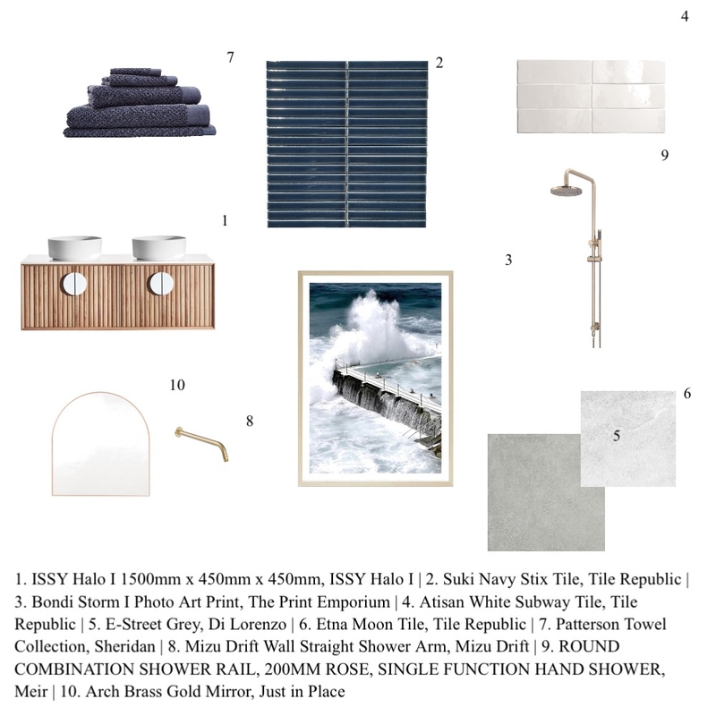 Blue Bathroom Mood Board by Catherine Hotton on Style Sourcebook