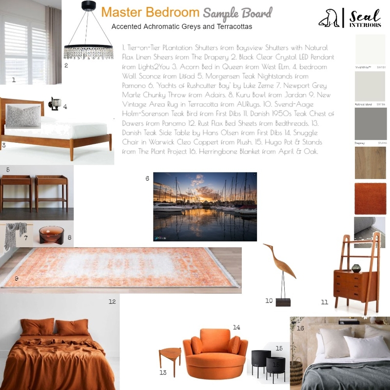 Terracotta and Grey Master Bedroom Mood Board by Seal Interiors on Style Sourcebook