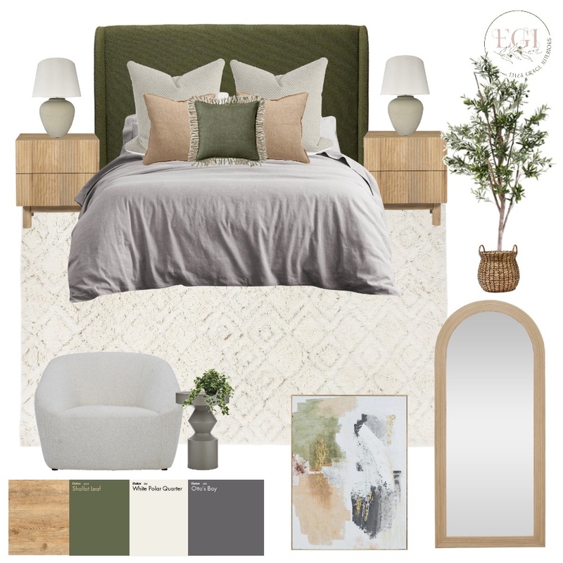Olive Bedroom Mood Board by Eliza Grace Interiors on Style Sourcebook