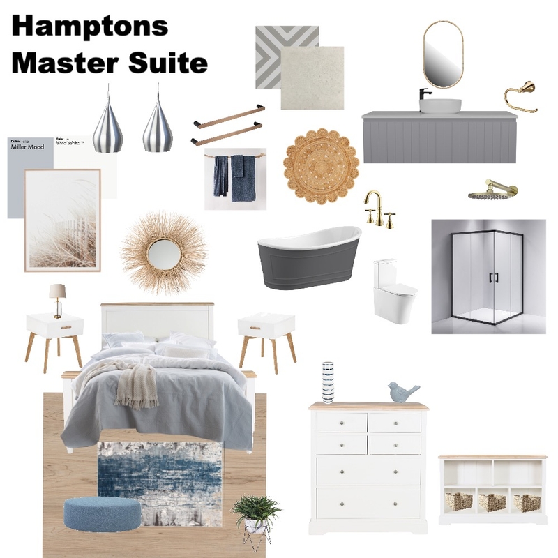 Hamptons Bedroom and Bathroom Mood Board by Kristen.MareeX on Style Sourcebook