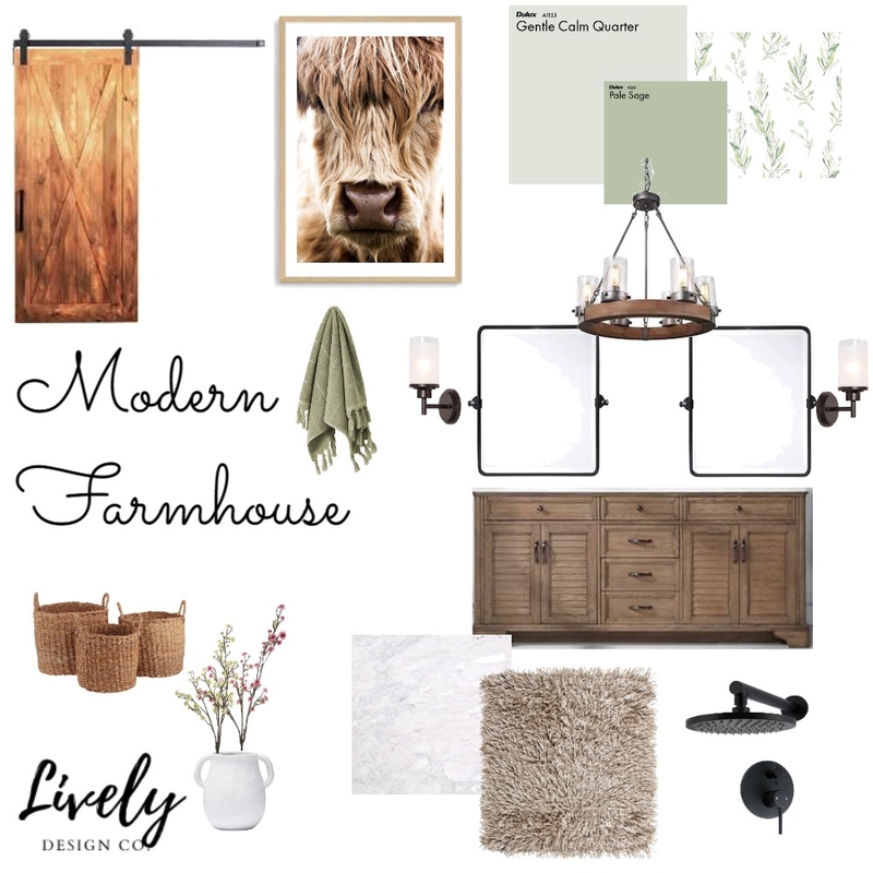 Modern Farmhouse Bathroom Mood Board by livelydesignco on Style Sourcebook