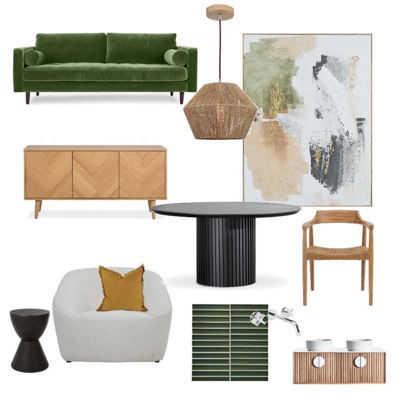 Boho Green Mood Board by Interiordesignsbytiffany on Style Sourcebook