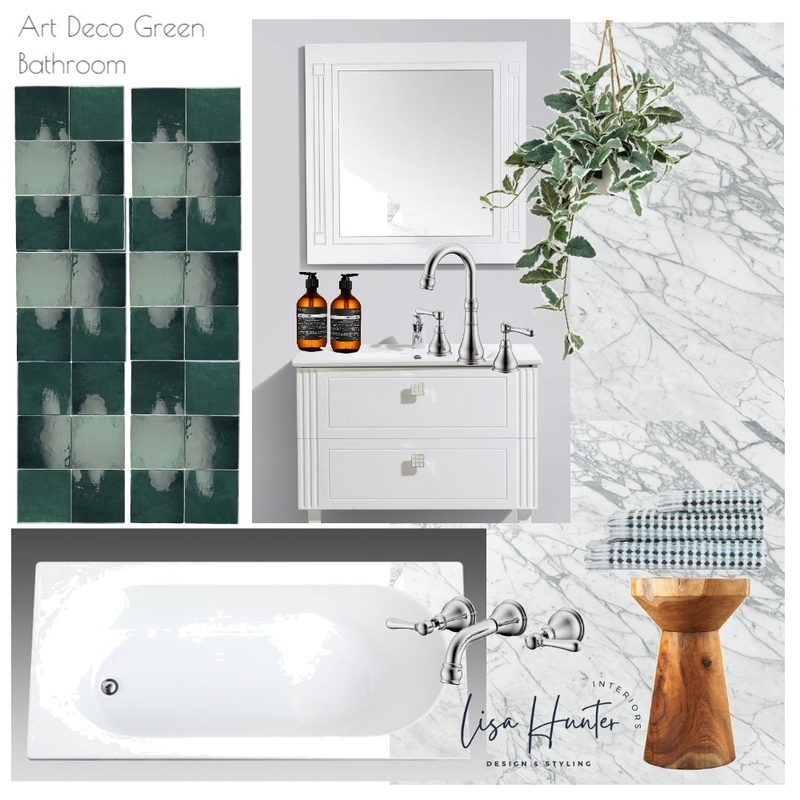 Green Art Deco Bathroom Mood Board by Lisa Hunter Interiors on Style Sourcebook