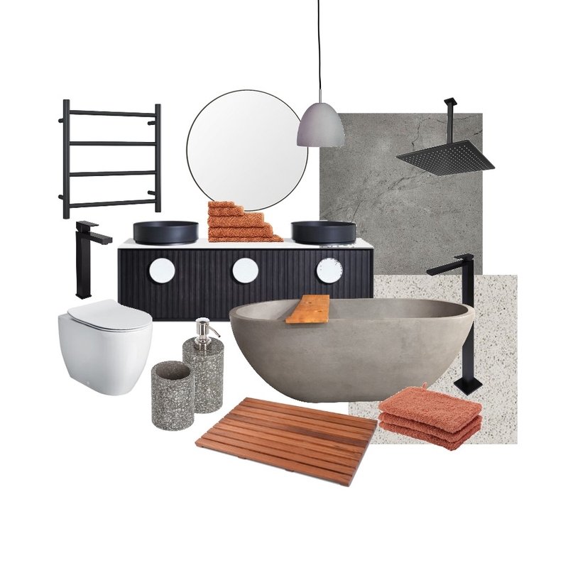 Stone+concrete bathroom Mood Board by Stella George Design on Style Sourcebook