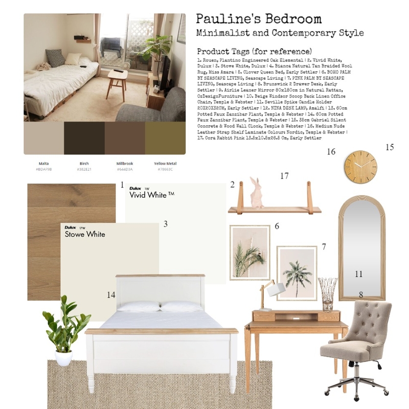 Pauline's Bedroom Mood Board by Ar. Abigael Margallo on Style Sourcebook