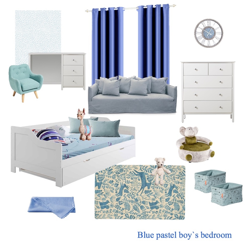 Blue pastel boy`s bedroom Mood Board by Anastasia U on Style Sourcebook