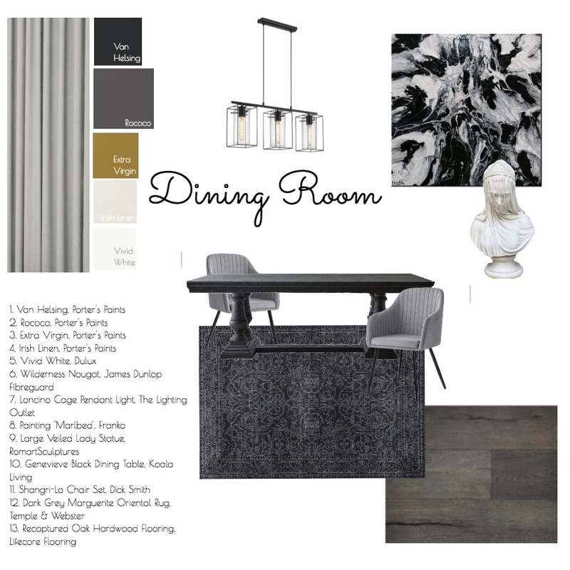 Accented Achromatic Dining Area Design Mood Board by Abbey Brookes on Style Sourcebook