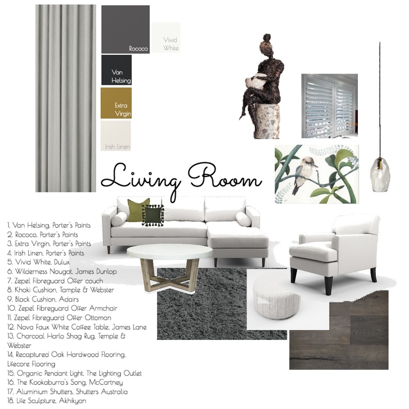 Accented Achromatic Living Room Design Interior Design Mood Board by ...