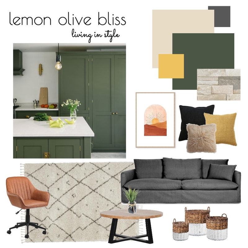 Lemon Olive Bliss Living Room Mood Board by tiffanytnniquette1224 on Style Sourcebook