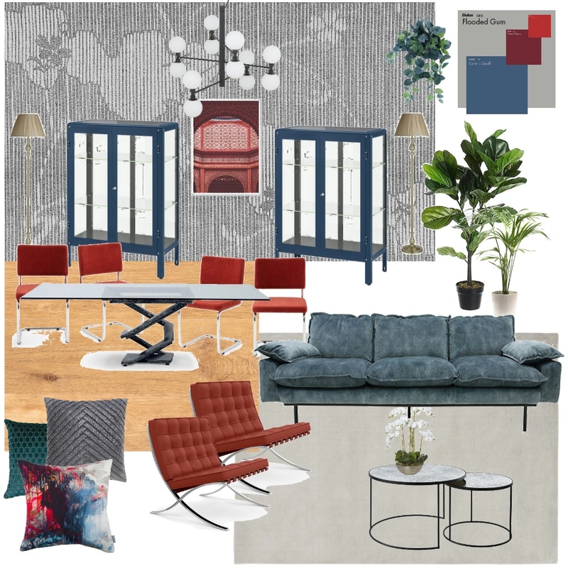 gabriella grigio rosso blu terza versione Mood Board by silviapensotti on Style Sourcebook