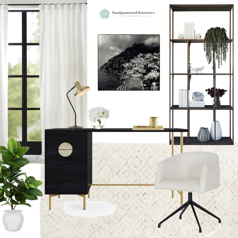 Monochrome Home Office Mood Board by Amalgamated Interiors on Style Sourcebook