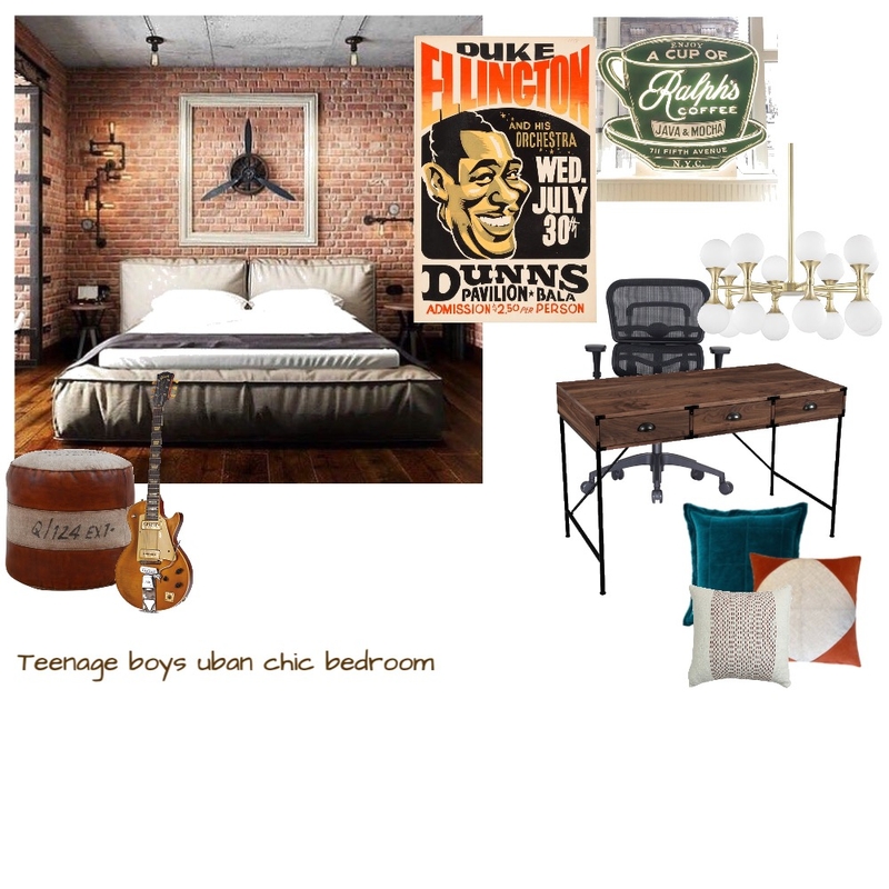 Teenage boys urban chic bedroom Mood Board by Pistachio Studios on Style Sourcebook