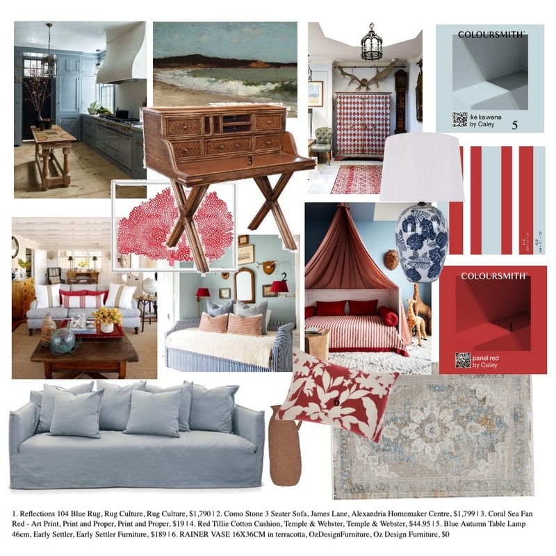 Blues & Reds Mood Board by Caley Ashpole on Style Sourcebook