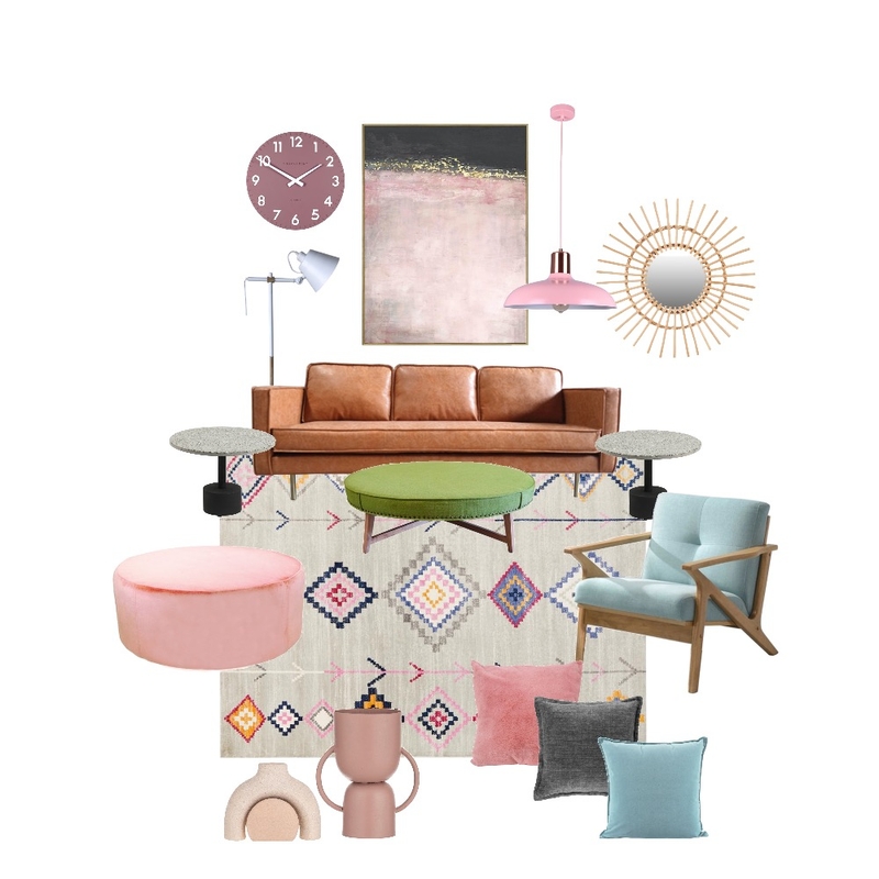 Leather + soft pastel scheme Mood Board by Stella George Design on Style Sourcebook