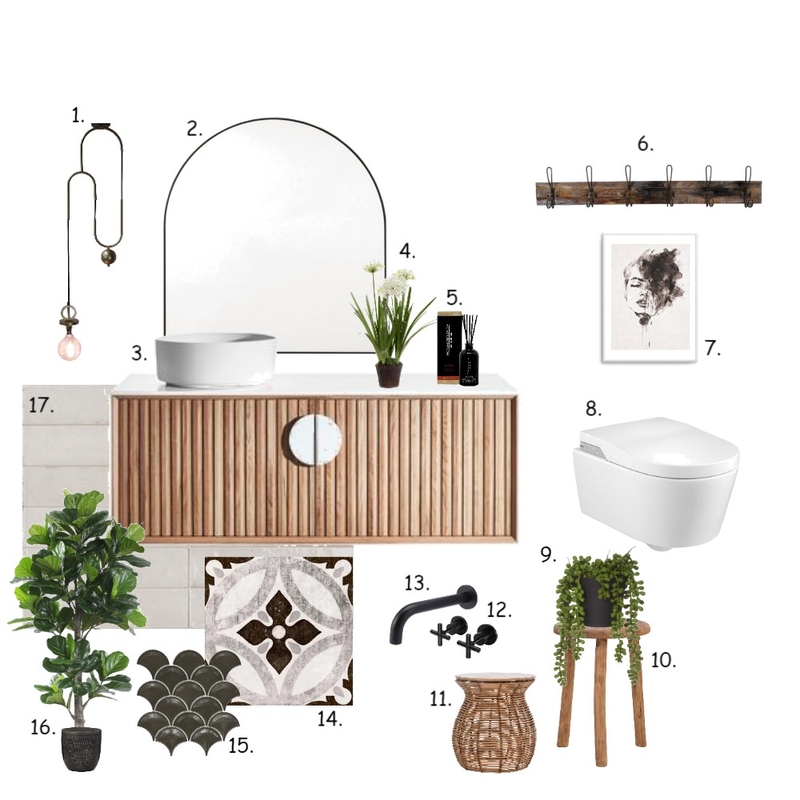 Accented Achromatic Bathroom Mood Board by Kayla Blom on Style Sourcebook
