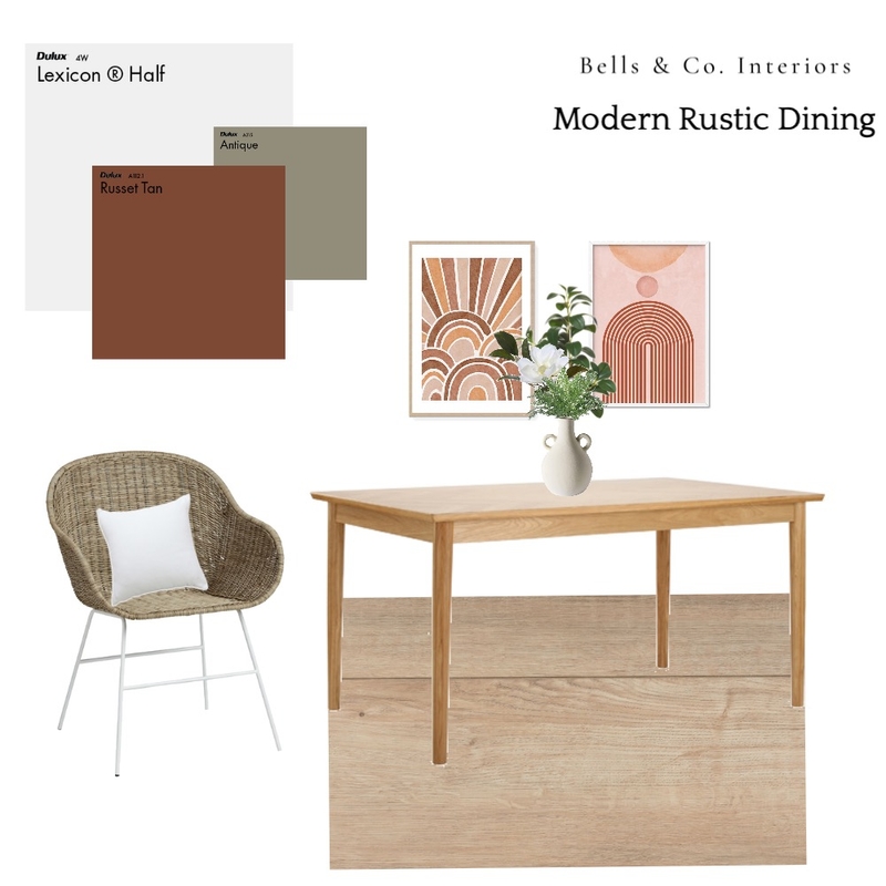 Modern Rustic Dining Mood Board by Bells & Co. Interiors on Style Sourcebook