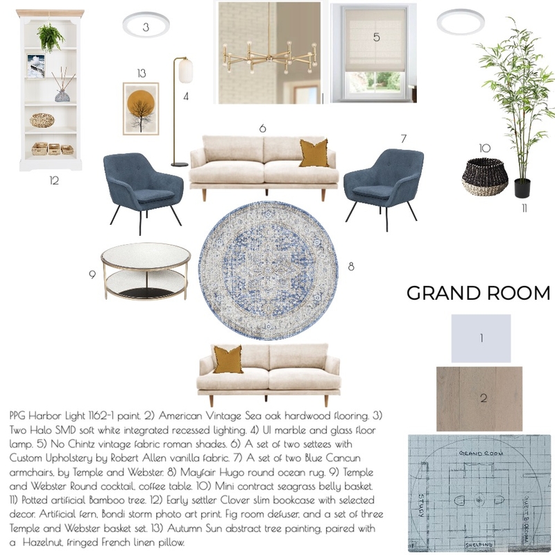 module 9, Grand Room sample board Mood Board by LUX WEST I.D. on Style Sourcebook