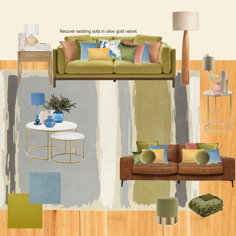 olive Velvet lounge - different rug fabrics Mood Board by randomly_chaotic on Style Sourcebook