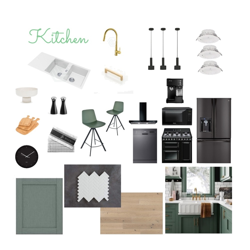 Green Monochromatic Kitchen Mood Board by Krystallouise on Style Sourcebook