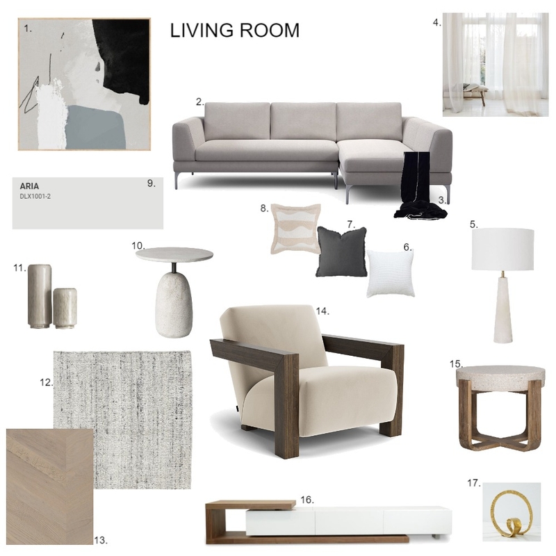 module 9 - living Mood Board by jessazzi on Style Sourcebook