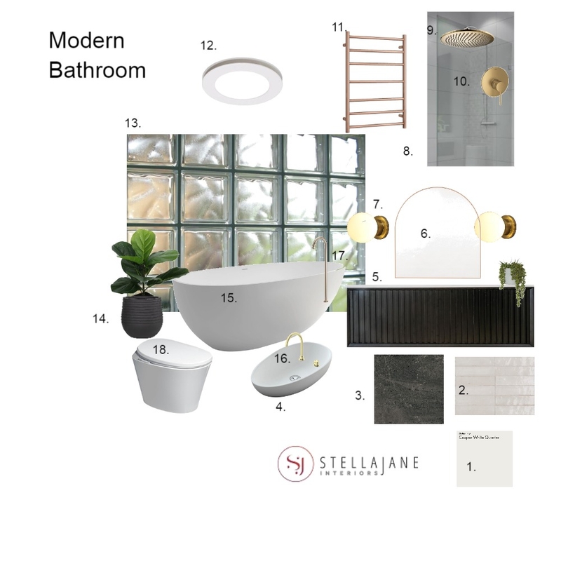 Modern Bathroom Mood Board by StellaJane Interiors on Style Sourcebook