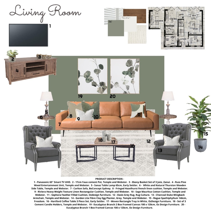 Module 9 - Living Room Mood Board by Stacey Newman Designs on Style Sourcebook