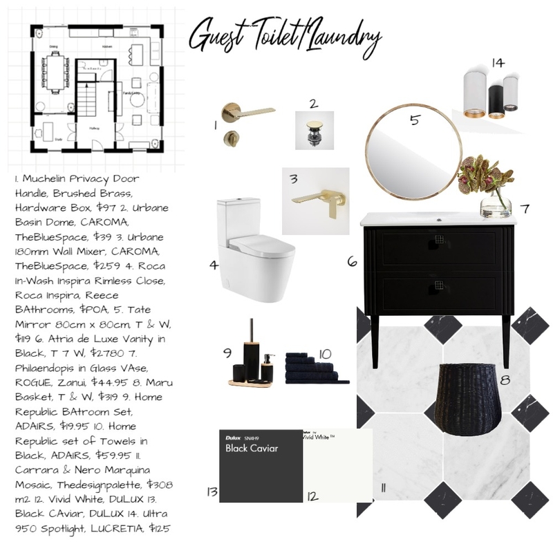 Powder room/Laundry Mood Board by Anna Eykhorn on Style Sourcebook
