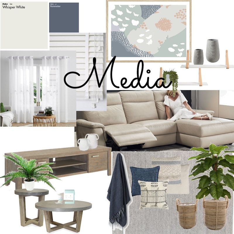 Relaxed Coastal Media Room Mood Board by restyledinteriors on Style Sourcebook