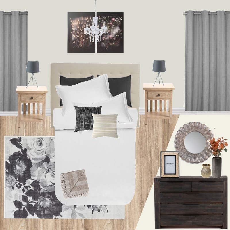 B16 - BEDROOM TRANSITIONAL - BLACK & WHITE Mood Board by Taryn on Style Sourcebook
