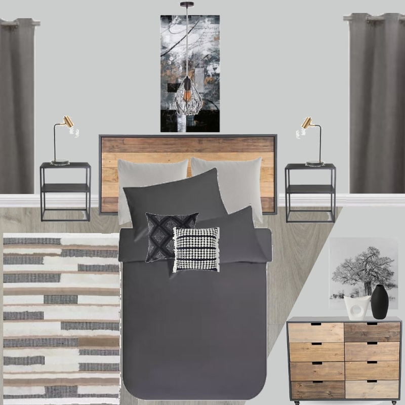 B17 - BEDROOM - INDUSTRIAL CHARCOAL DUVET Mood Board by Taryn on Style Sourcebook