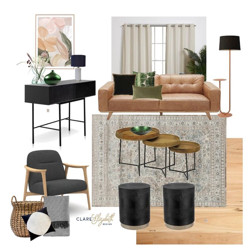 Industrial Luxe Living Room Mood Board by Clare Elizabeth Design on Style Sourcebook