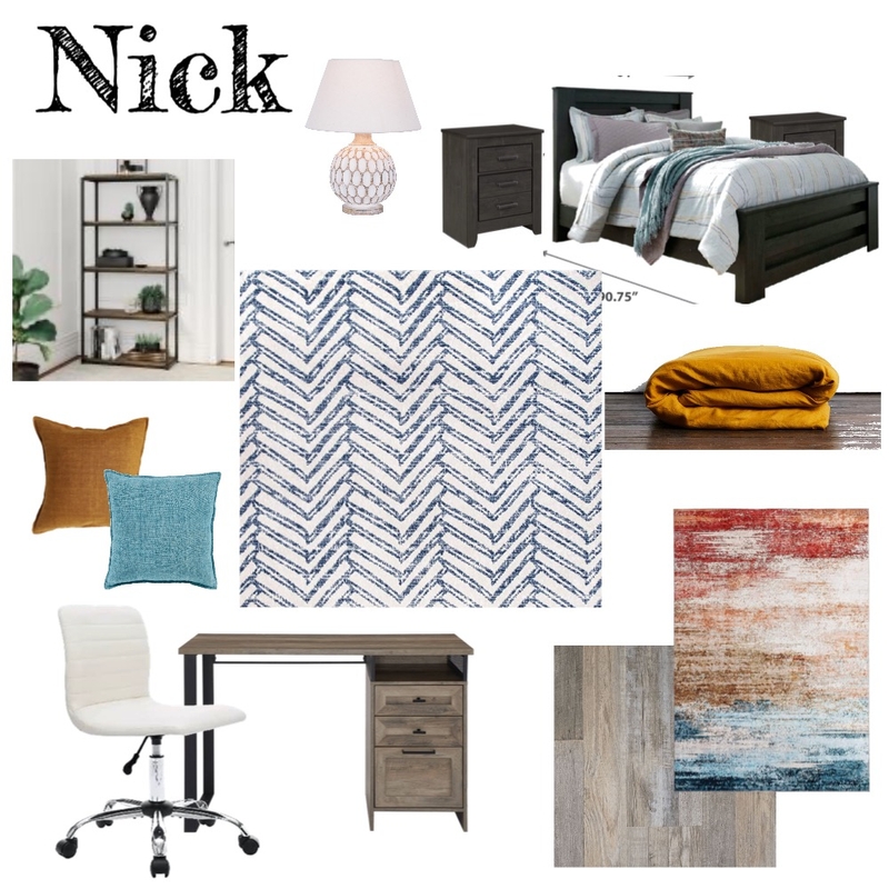 Nick's Room Mood Board by Mary Helen Uplifting Designs on Style Sourcebook