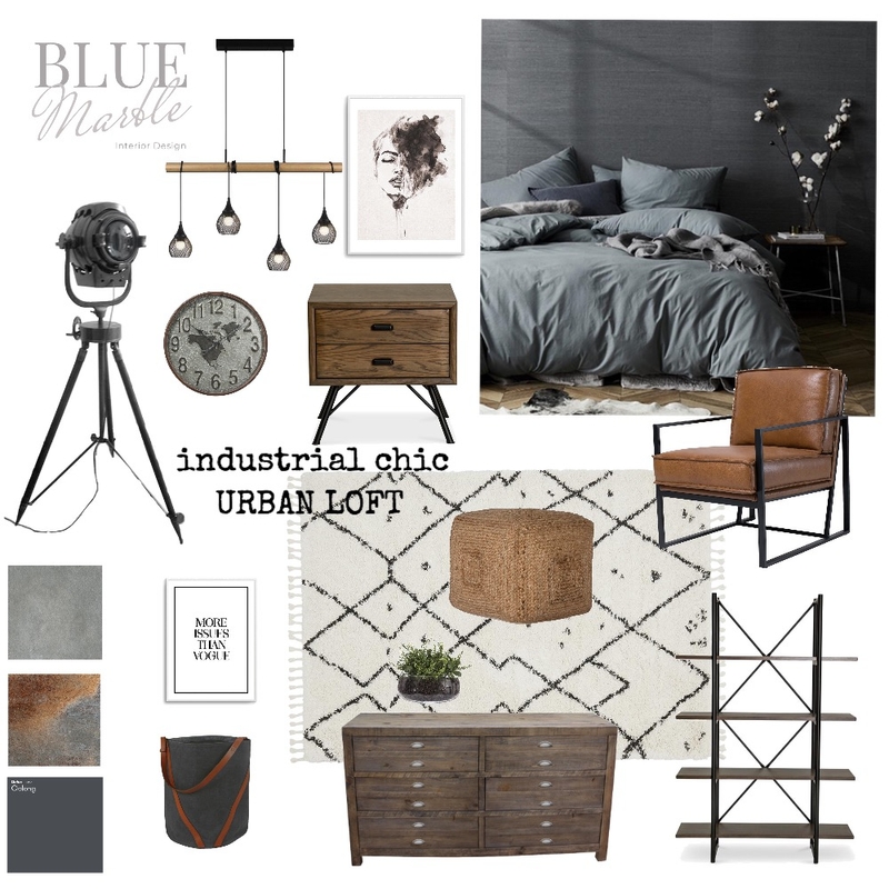 Industrial Chic Urban Loft Mood Board by Blue Marble Interiors on Style Sourcebook